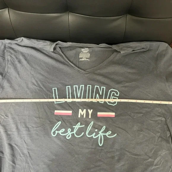 Blue T-Shirt. “Living my best Life”. XL, 16-18. Gently loved - Picture 4 of 4